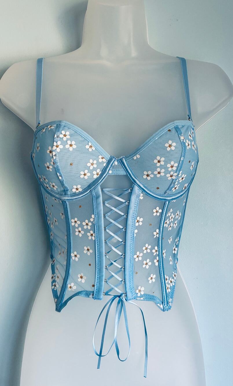 Body Rage Corset Top Small Blue NWT Fairy Floral